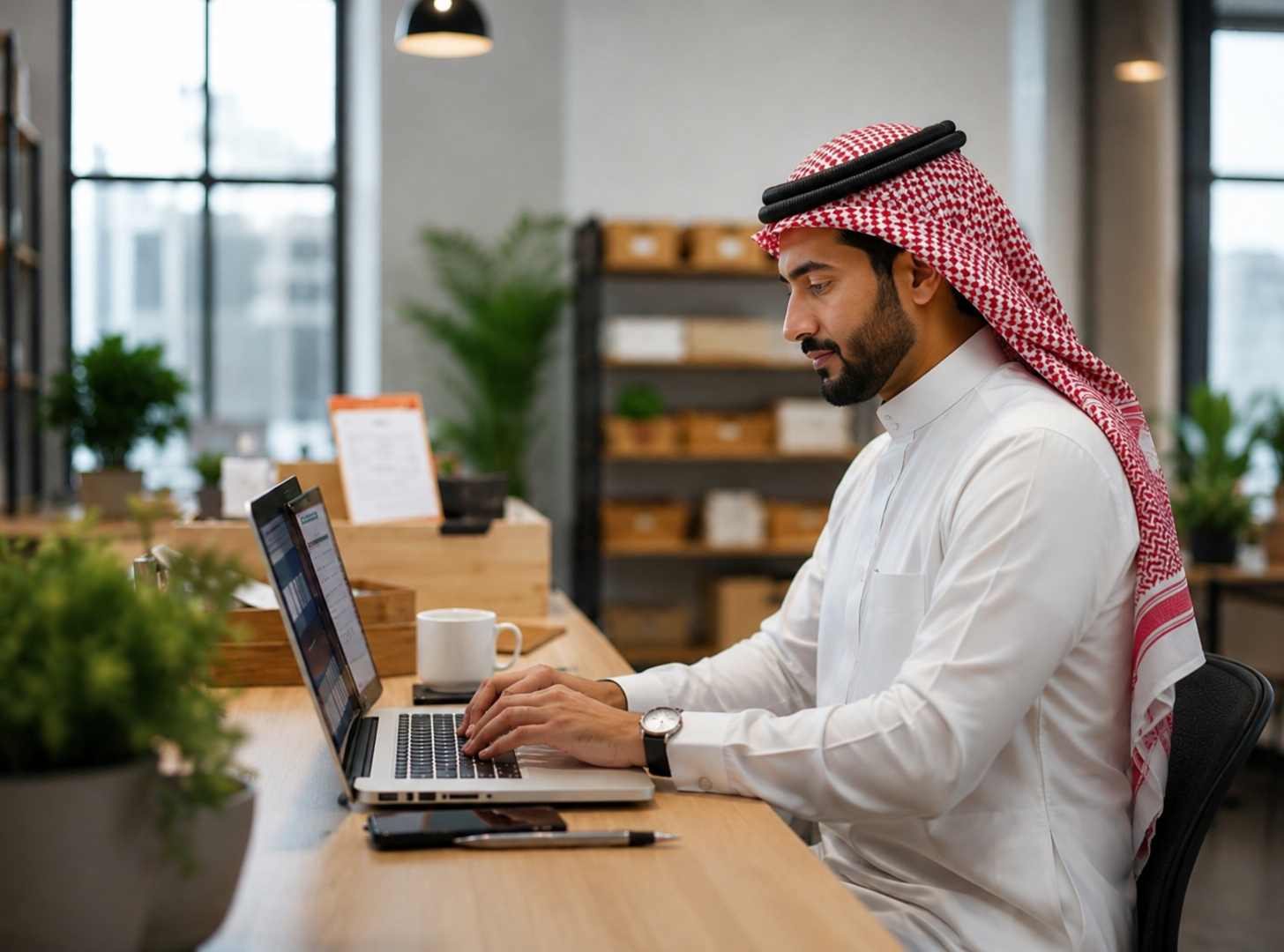 تاجر يدير الحجوزات